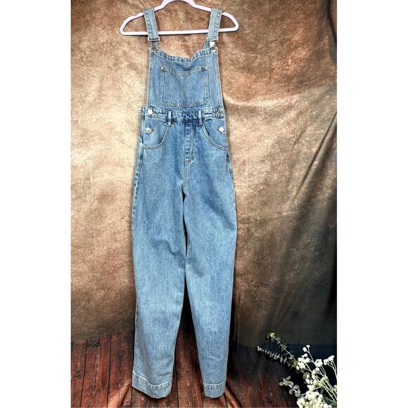 Wide Leg Denim Loose Jumper One Piece We Wore What Bib Overalls size 26 - Picture 4 of 13